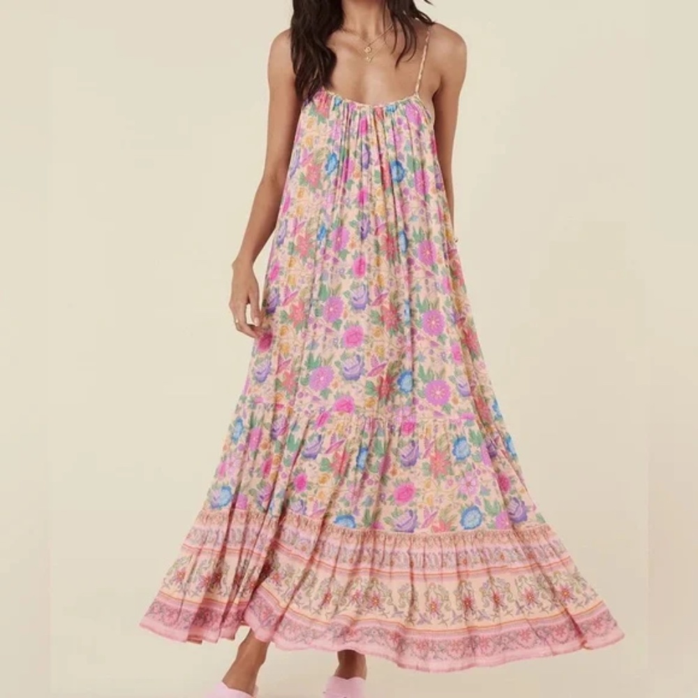 Spell & The Gypsy Mossy Strappy Maxi Dress In Spring Garden Medium NWT
